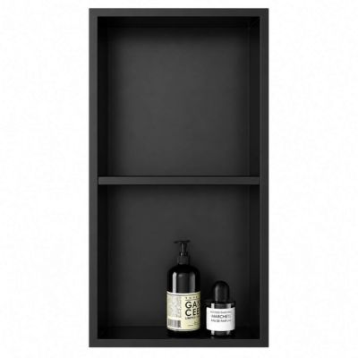 Niche rectangulaire encastrée 60 x 30 cm finition NOIR mat en acier inoxydable Kibath