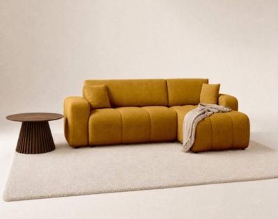 Nicole - canapé d'angle réversible 4 places convertible avec coffre en tissu - Best Mobilier