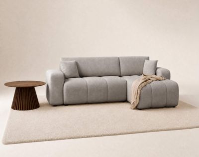 Nicole - canapé d'angle réversible 4 places convertible avec coffre en tissu - Best Mobilier
