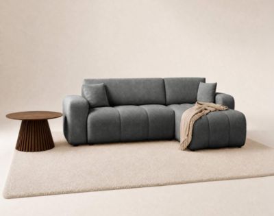 Nicole - canapé d'angle réversible 4 places convertible avec coffre en tissu - Best Mobilier
