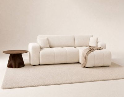 Nicole - canapé d'angle réversible 4 places convertible avec coffre en tissu - Best Mobilier