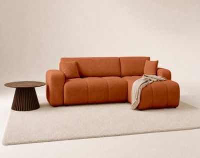 Nicole - canapé d'angle réversible 4 places convertible avec coffre en tissu - Best Mobilier