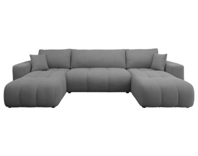 Nicole - Canapé panoramique en U 7 places convertible avec coffre en tissu - Best Mobilier
