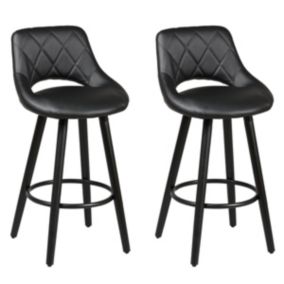 NIELS - Lot de 2 Tabourets Noir