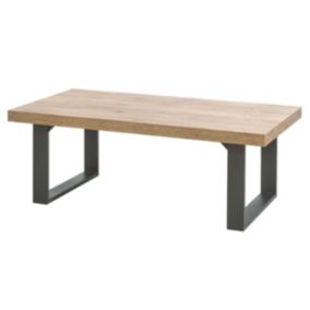 NILLA - Table Basse Aspect Bois Piètement U Métal Poudré Noir