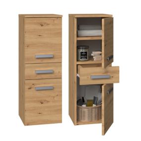 NINA - Meuble salle de bain 2 portes + 1 tiroir - 30x30x85cm - Colonne basse rangement SDB