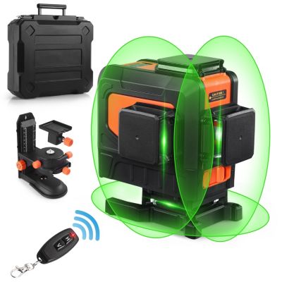 Niveau laser 3 x 360 degrés à 12 Lignes Croisées Vertes avec Télécommande et Support Magnétique