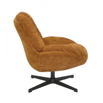 NOAM - Fauteuil Pivotant En Tissu Polyester Jaune moutarde