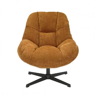 NOAM - Fauteuil Pivotant En Tissu Polyester Jaune moutarde