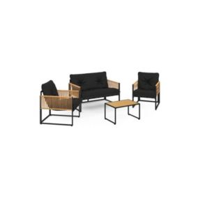 Noir id market Ensembles canapés, fauteuils et tables de jardin 4 personnes 2 pieces 65.0 x 42 x 35.0 acier
