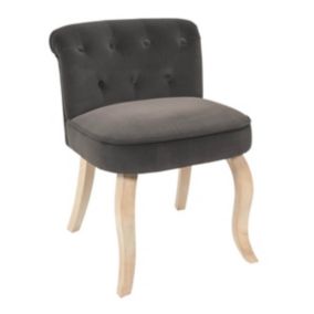 NORA - Fauteuil Avec Dossier Capitonné Velours Anthracite