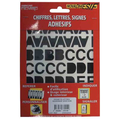 Novap Lettres adhésives 30 mm - Noir