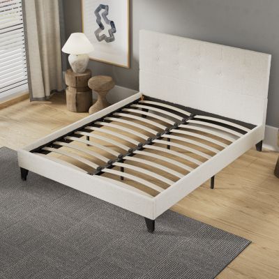 November Sleep Lit 140x190 cm avec tête de lit tissu lin