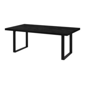 NOX - Table Rectangulaire 200cm Aspect Bois Noir Piètement U Métal Noir