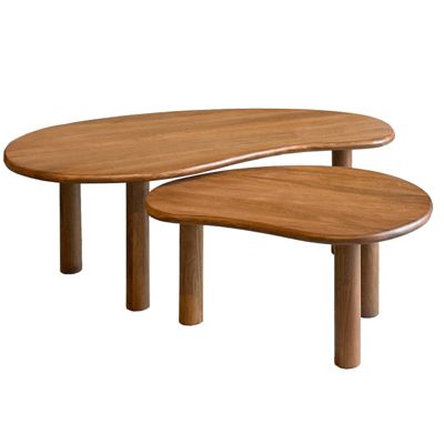 NUBIS-Set de 2 Tables basses gigognes en bois massif