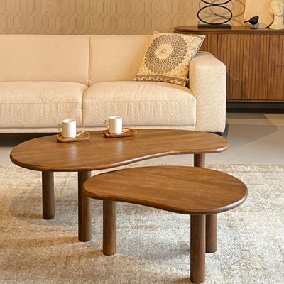 NUBIS-Set de 2 Tables basses gigognes en bois massif