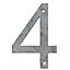 Numéro à peindre "4" police arial acier H.6 cm