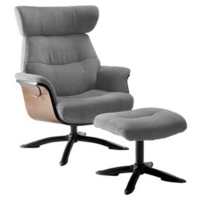 OBANOS - Fauteuil Inclinable + Repose-Pieds Gris