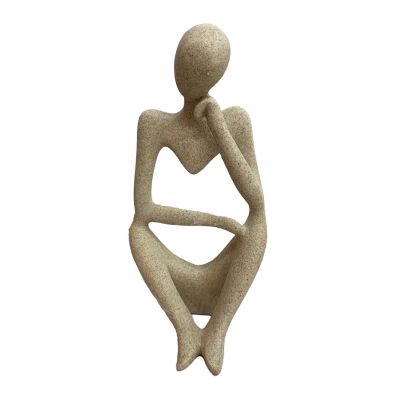 Objet à poser statue penseur effet sable H.23,7 cm Norasia