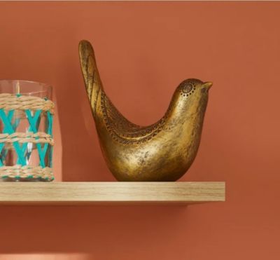 Objet déco statuette oiseau résine doré H.17cm Atmosphera Créateur D'Intérieur
