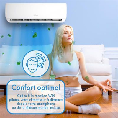 OGAWA - Climatiseur réversible fixe - Mono split - 3600W - 12000 BTU - 40 m2 - Gaz R32 - 4D Airflow - Golden Fin - Wifi