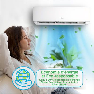 OGAWA - Climatiseur réversible fixe - Mono split - 3600W - 12000 BTU - 40 m2 - Gaz R32 - 4D Airflow - Golden Fin - Wifi