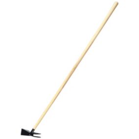 OGROD Serfouette panne et fourche 2 dents en acier manche long en bois de frêne