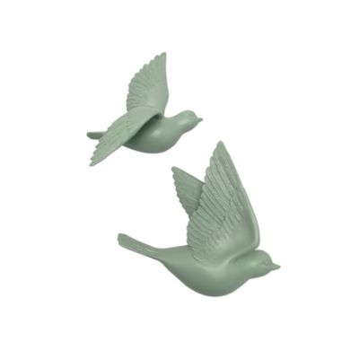 Oiseau décoratif mural vert sauge Emdedesign - lot de 2