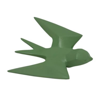 Oiseau fixation murale en résine origami vert H.13cm Ornami