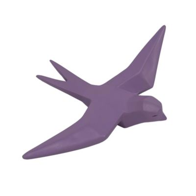 Oiseau fixation murale en résine origami violet lilas H.15cm Ornami