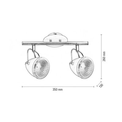 Oliver Plafonnier Incl. 2xGU10 LED 5,5W Métal Chromé/Métal Noir