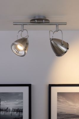 Oliver Plafonnier Incl. 2xGU10 LED 5,5W Métal Chromé/Métal Satiné