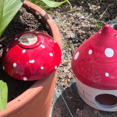 Olla Champignon Rouge à Pois Blancs Fabrication Française 40 cl Taille M Arrosage autonome