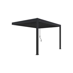 Ombréa Pergola bioclimatique adossée anthracite - 300 x 400 x H. 258 cm