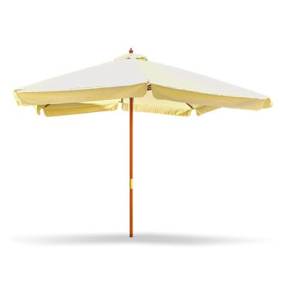Ombrellone carré Frankystar Iruy 3x3 m mât bois 48 mm toile ecru