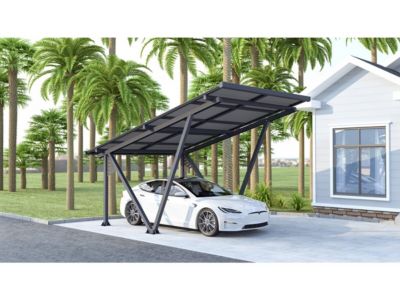 Ombrière Carport solaire avec panneaux photovoltaïques  366 x 575 x 366 cm  Gris  4,1 kW