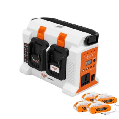 Onduleur portable RURIS 30024e 300 W, prises AC, USB-C, USB et DC, lampe LED, alimentation nomade (4 batteries 2400e incluses)