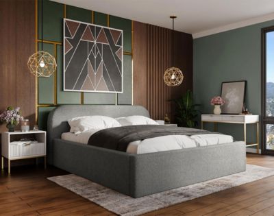 Orane - lit coffre - 160x200 cm - en tissu bouclette - Best Mobilier