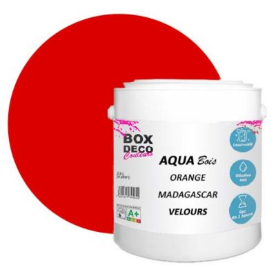 Orange Madagascar Peinture meuble bois acrylique aspect velours-satin Aqua Bois - Orange Madagascar - 2.5L