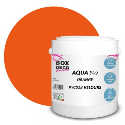 Orange Peinture meuble bois acrylique aspect velours-satin Aqua Bois - Orange - 2.5L