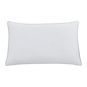 Oreiller anti-acariens enveloppe  percale 93fils/cm² - 50 x 80 cm - garnissage plumettes et duvet - Blanc passepoil taupe - FEATH