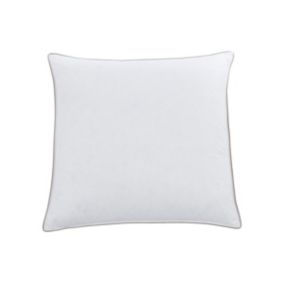 Oreiller anti-acariens enveloppe percale 93fils/cm² - 65 x 65 cm - garnissage plumettes et duvet - Blanc passepoil taupe - FEATH