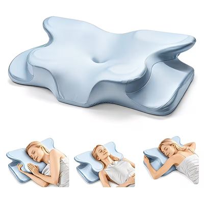 Oreiller de soutien cervical en satin soyeux,Oreiller en mousse à mémoire de forme en forme de papillon,Soulager la douleur