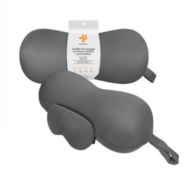 Proglobe Oreiller de Voyage, Oreiller Cervical en Mousse à mémoire de Forme, Oreiller orthopédique, Essentiels de Voyage pour l'avion, kit de Voyage avec Masque de Sommeil profilé 3D, Bleu