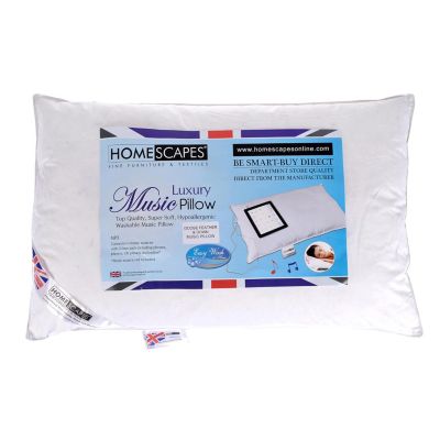 Oreiller musical en duvet et en plumes de d'oie ultra gonflant blanc 50 x 75 cm - HOMESCAPES