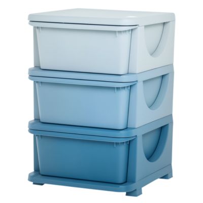 Organisateur de jouets enfant 3 tiroirs - boîtes de rangement plastique - PP bleu