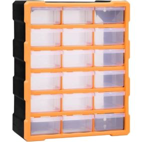 Organisateur Multi-tiroirs avec 18 Tiroirs Centraux Armoire de Rangement Unité d'Organisation Boîte à Outils Atelier 38x16x47 cm