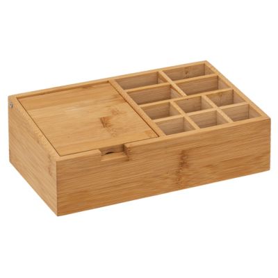 Organiseur 10 compartiments et miroir en bambou l.7,9 x H.13,9 x P.13,9 cm, 5Five Simply Smart Tidy