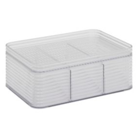Organiseur 3 compartiments rangement salle de bains l.15,3 x H.9,3 x P.22,5 cm, 5Five Simply Smart Plastor