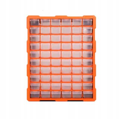 Organiseur Atelier ORG-60PRO - 60 Tiroirs Transparente, 13,8x4,8x3,4 cm, Mural ou Posé, Plastique Résistant